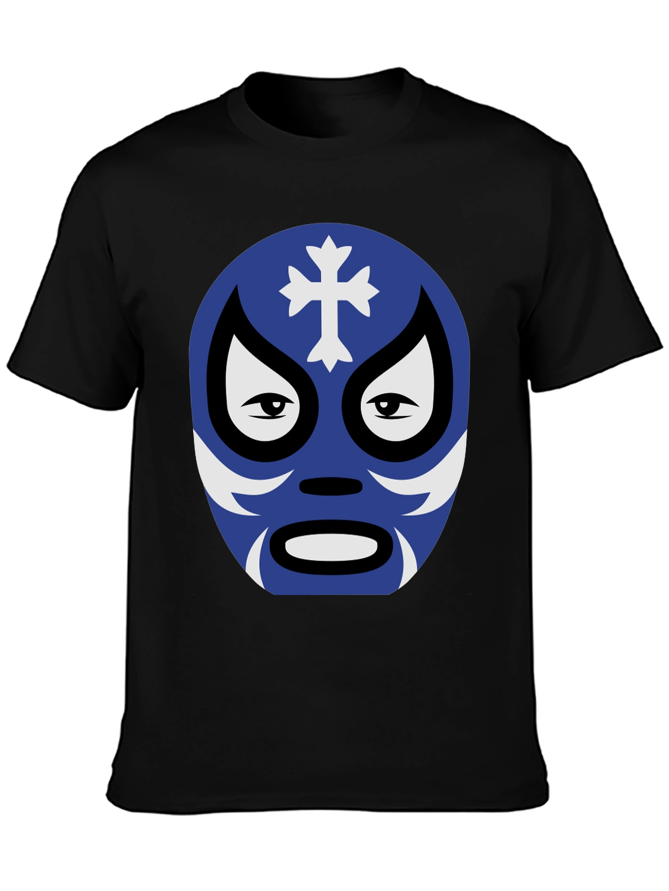 Lucha Libre Mask Graphic Tee - Black Cotton Shirt