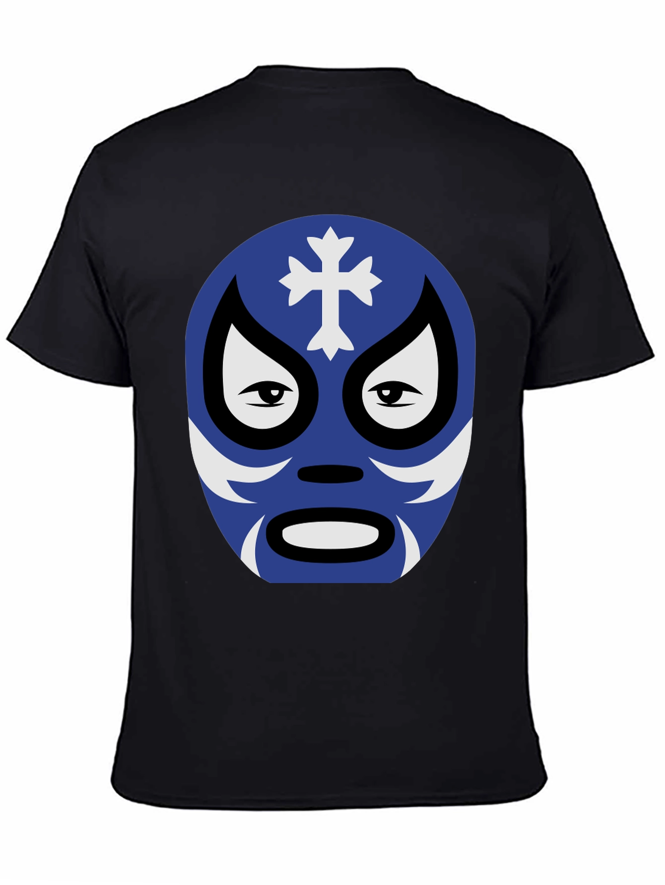 Lucha Libre Mask Graphic Tee - Black Cotton Shirt
