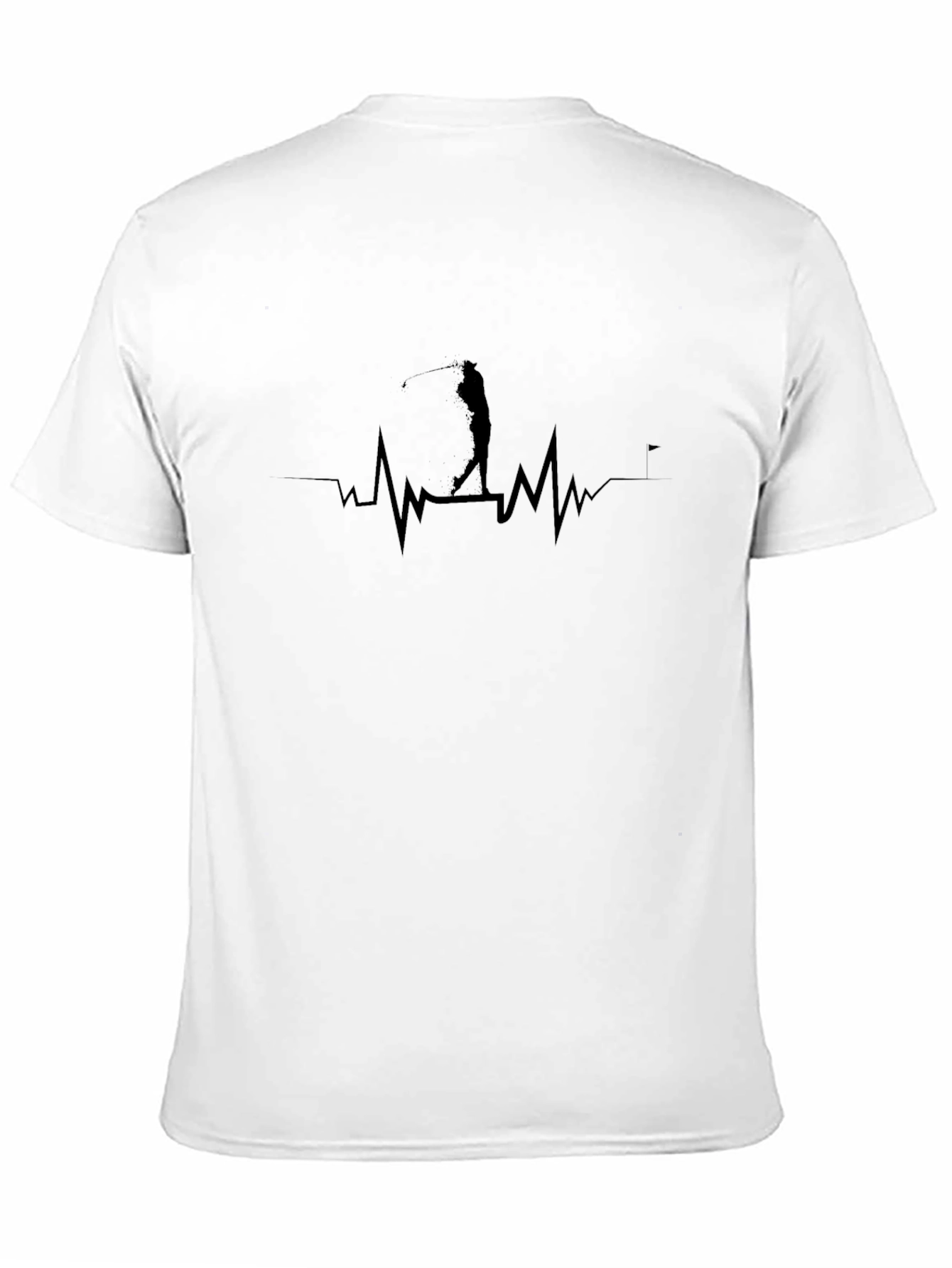 Golfer Heartbeat T-Shirt - Black Graphic Tee