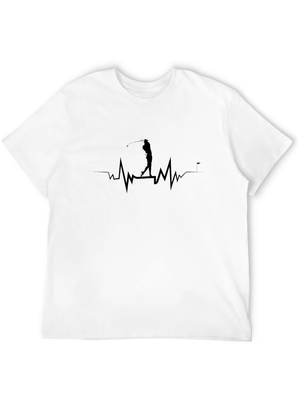 Golfer Heartbeat T-Shirt - Black Graphic Tee