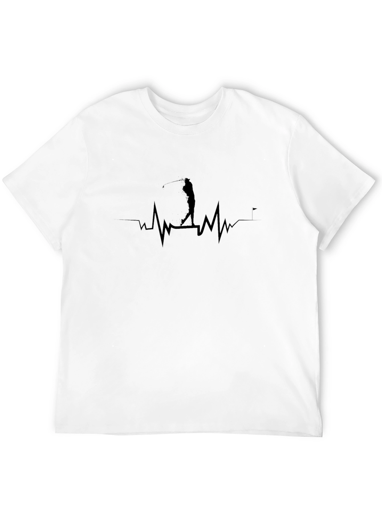 Golfer Heartbeat T-Shirt - Black Graphic Tee