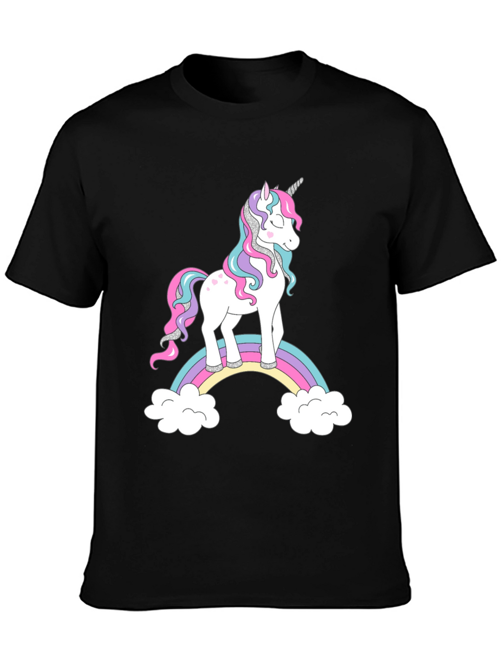 Unicorn Rainbow Graphic Black T-Shirt