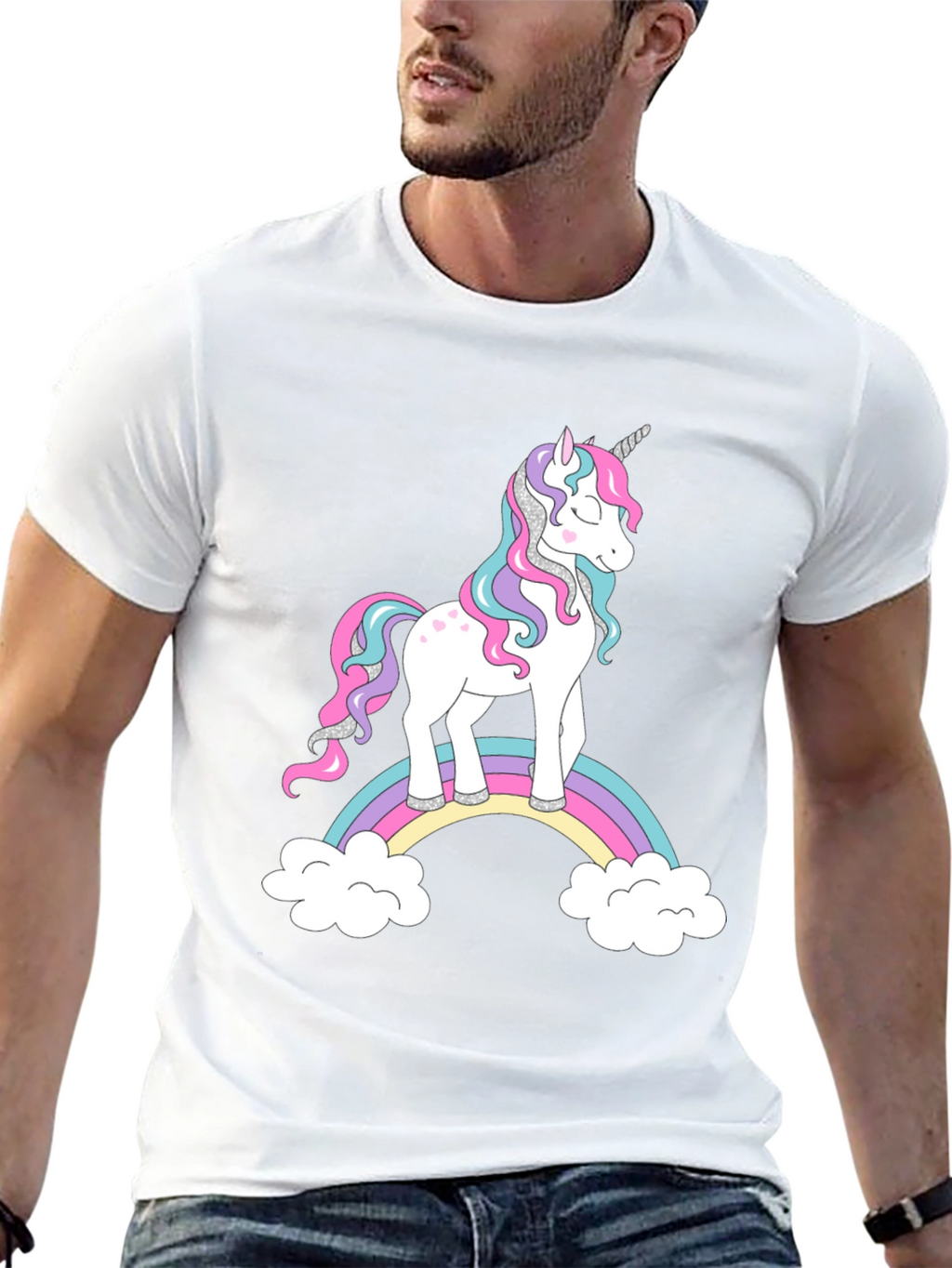 Unicorn Rainbow Graphic Black T-Shirt