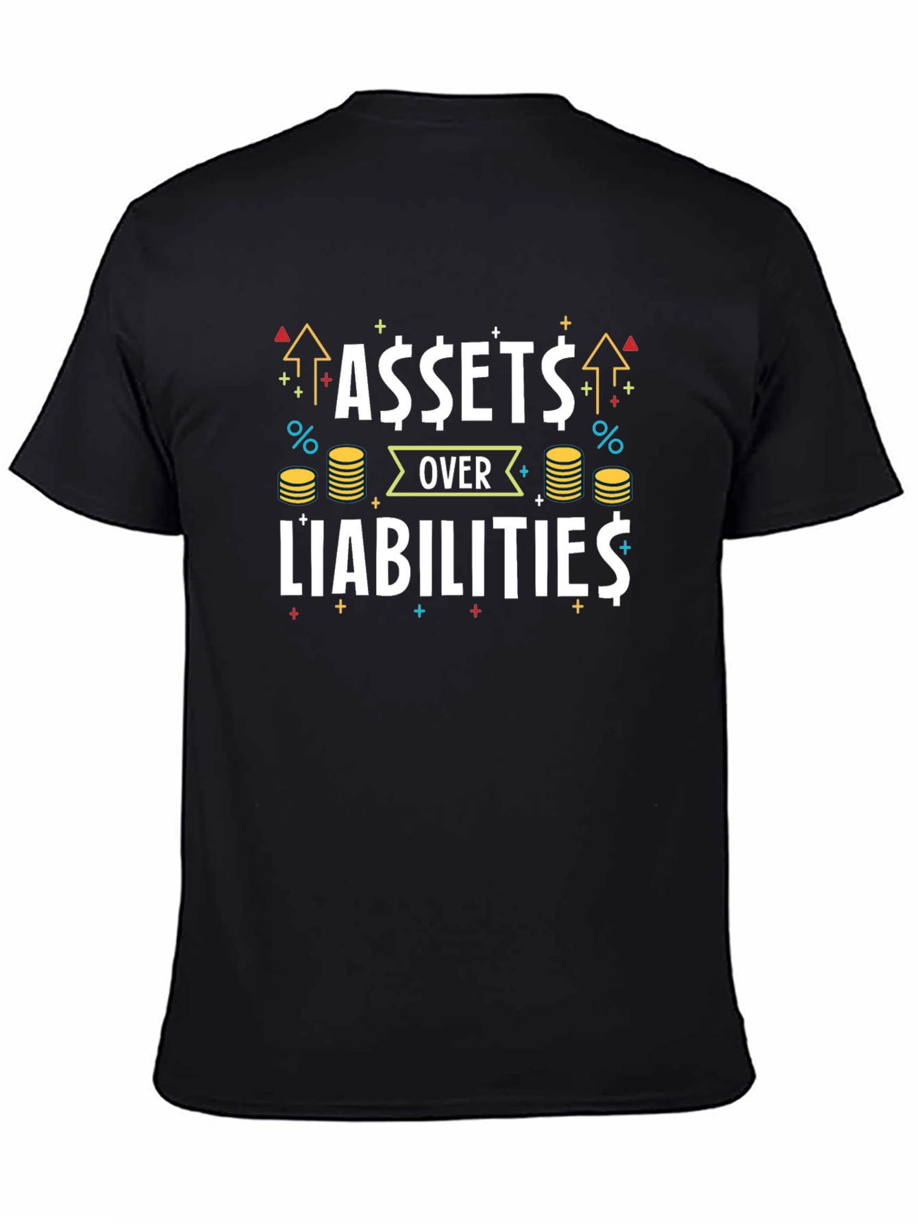 Assets Over Liabilities Black Graphic Tee