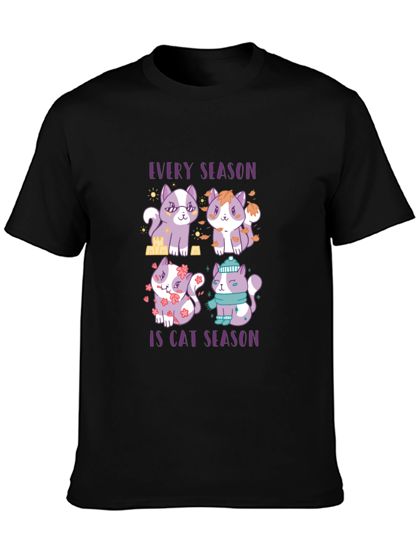 Every Season Is Cat Season Black T-Shirt