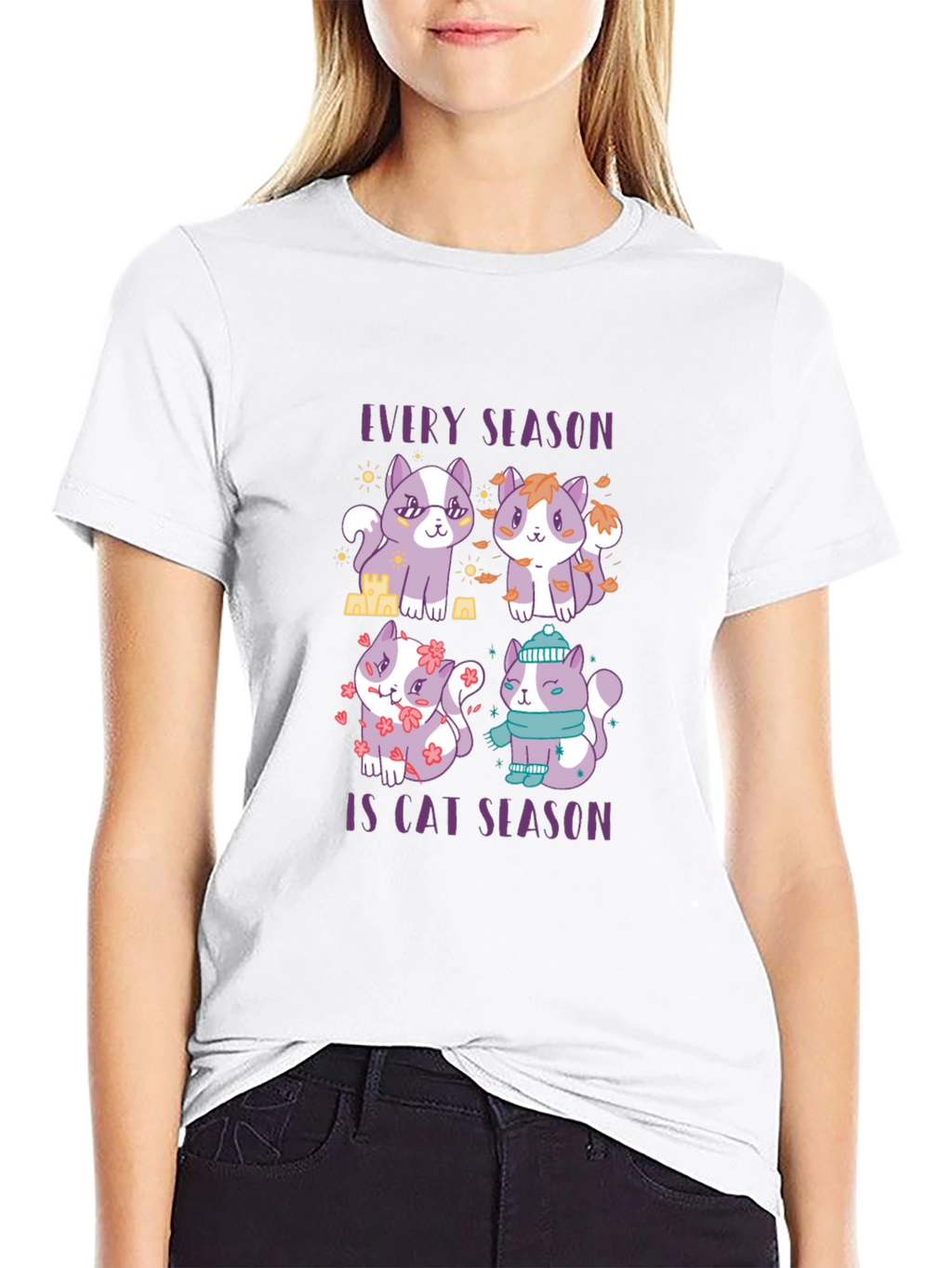 Every Season Is Cat Season Black T-Shirt