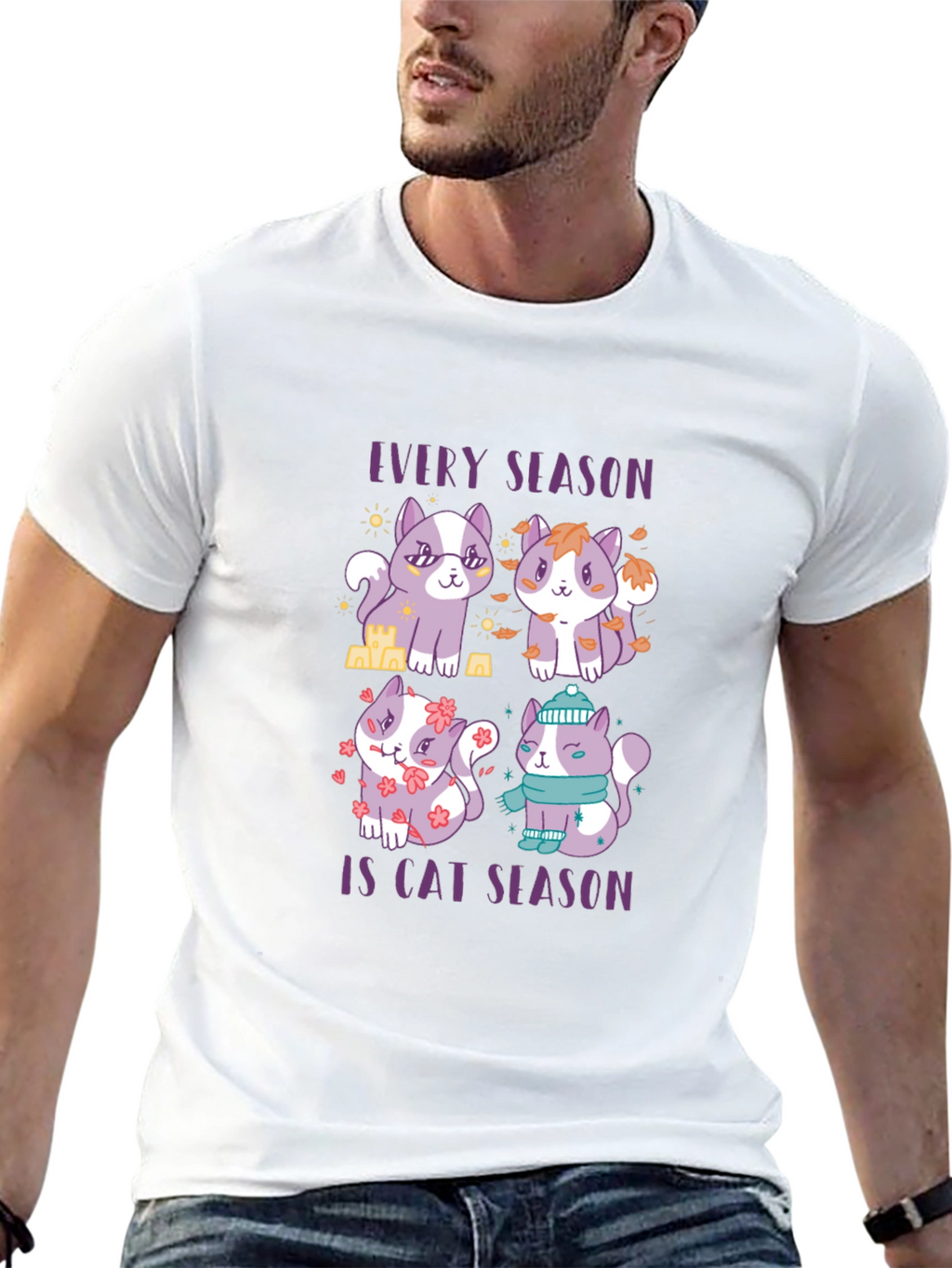 Every Season Is Cat Season Black T-Shirt