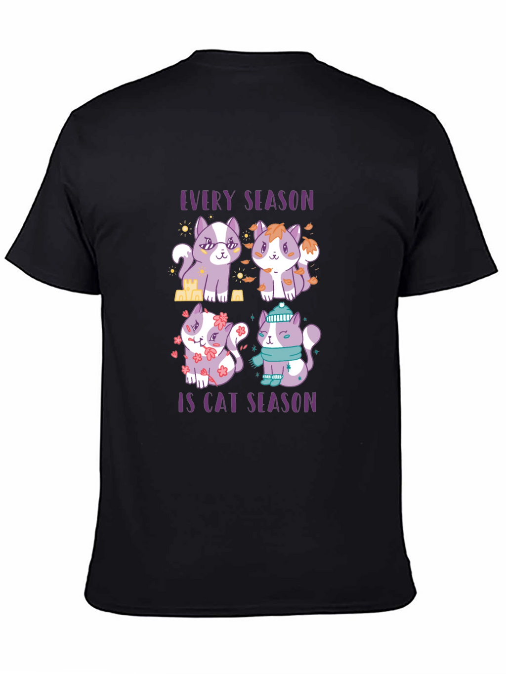 Every Season Is Cat Season Black T-Shirt