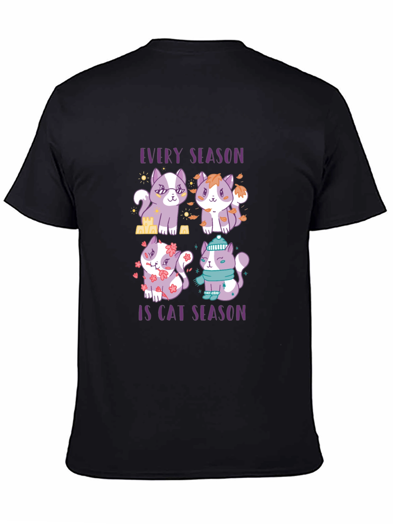 Every Season Is Cat Season Black T-Shirt