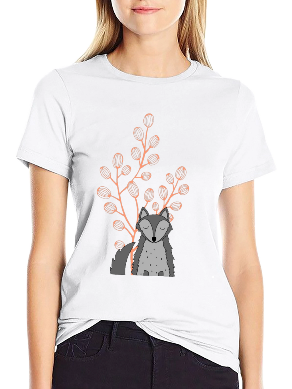 Wolf & Foliage Graphic Black T-Shirt