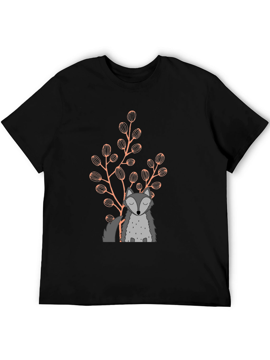 Wolf & Foliage Graphic Black T-Shirt