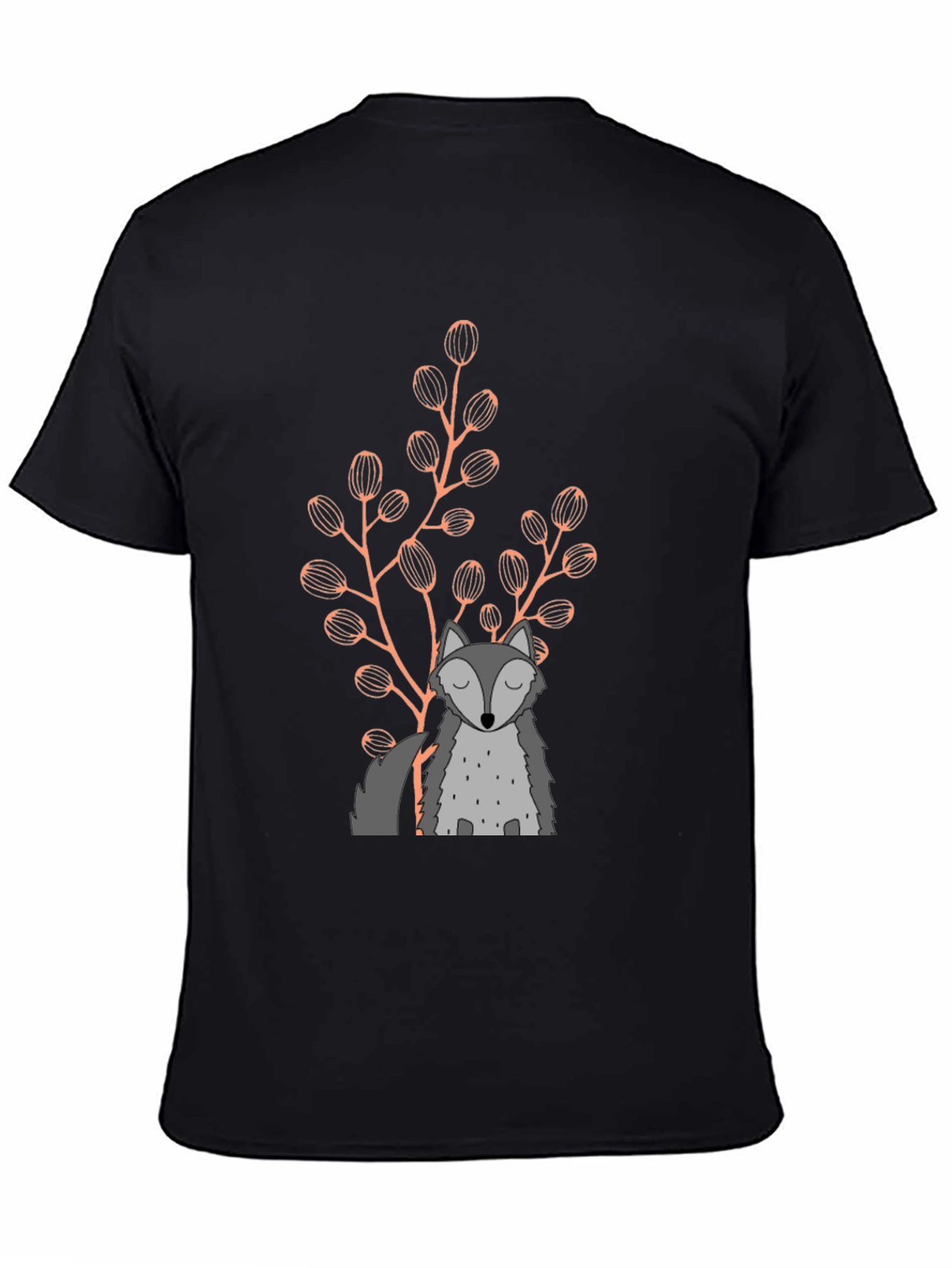 Wolf & Foliage Graphic Black T-Shirt