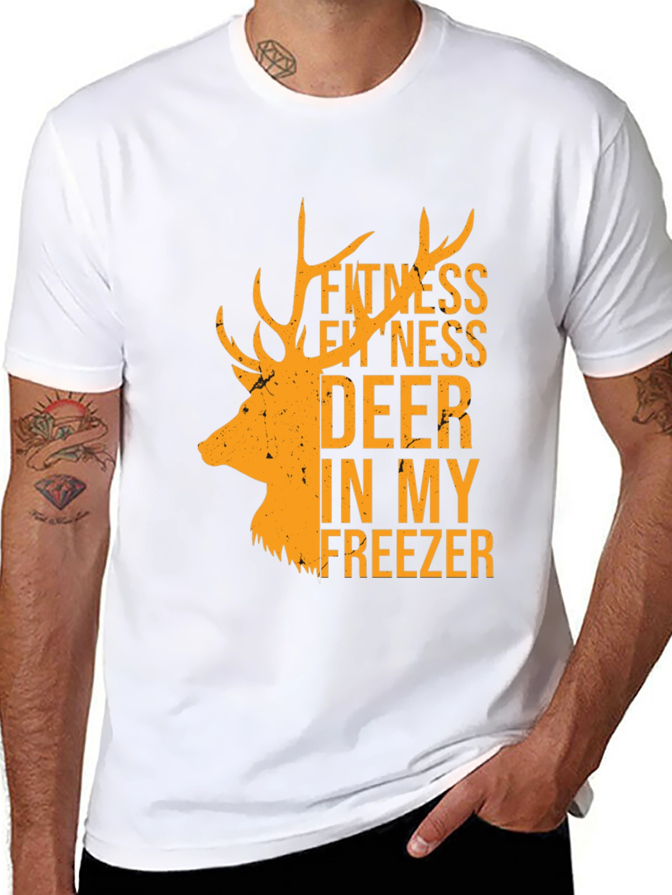 Fitness Deer In My Freezer Black T-Shirt
