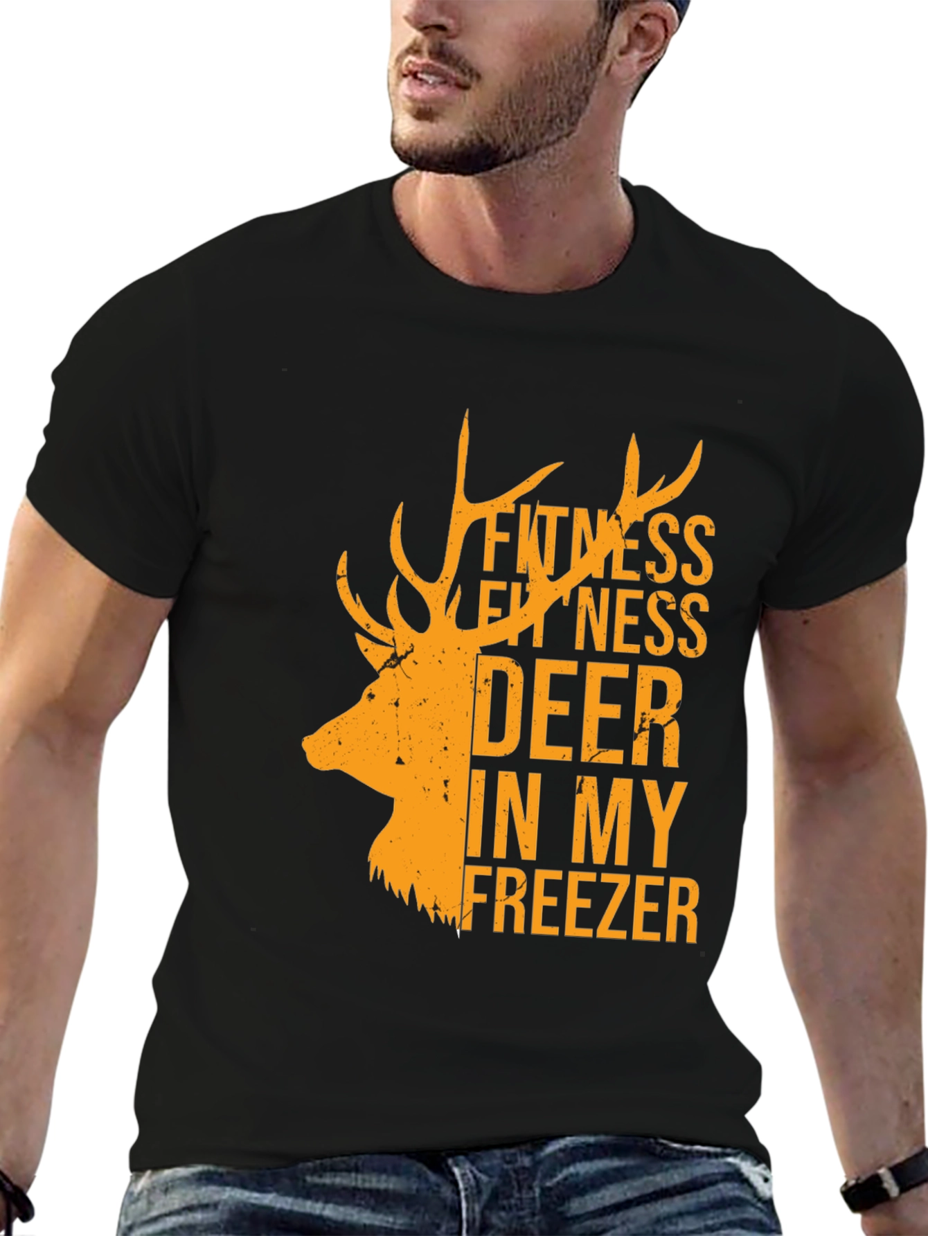 Fitness Deer In My Freezer Black T-Shirt