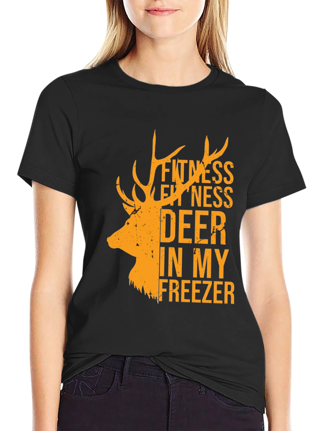 Fitness Deer In My Freezer Black T-Shirt