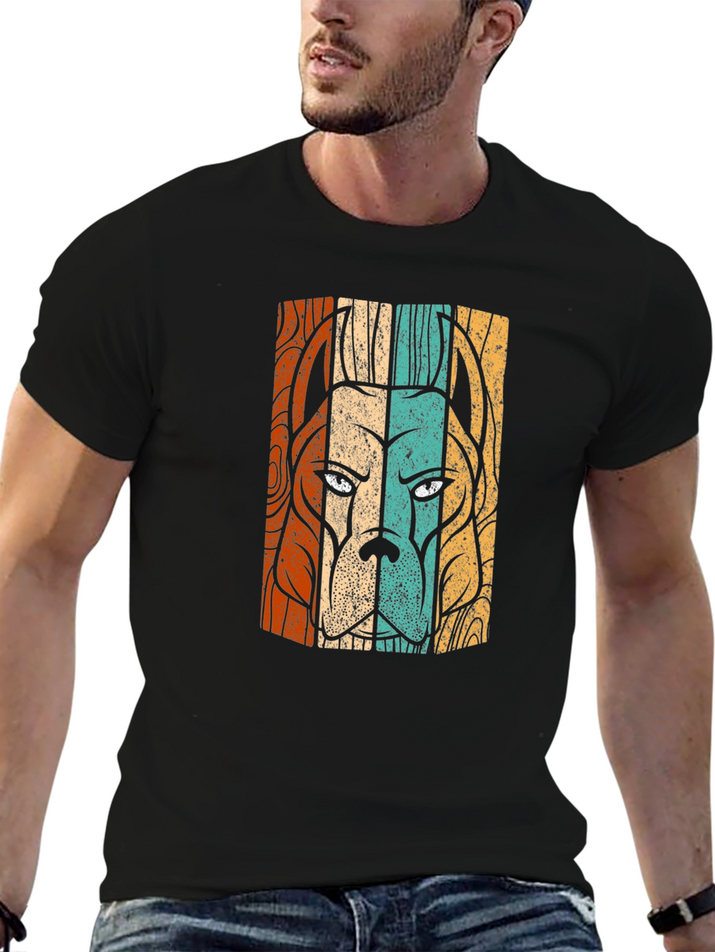 Retro Dog Breed Graphic Tee - Black Cotton Shirt