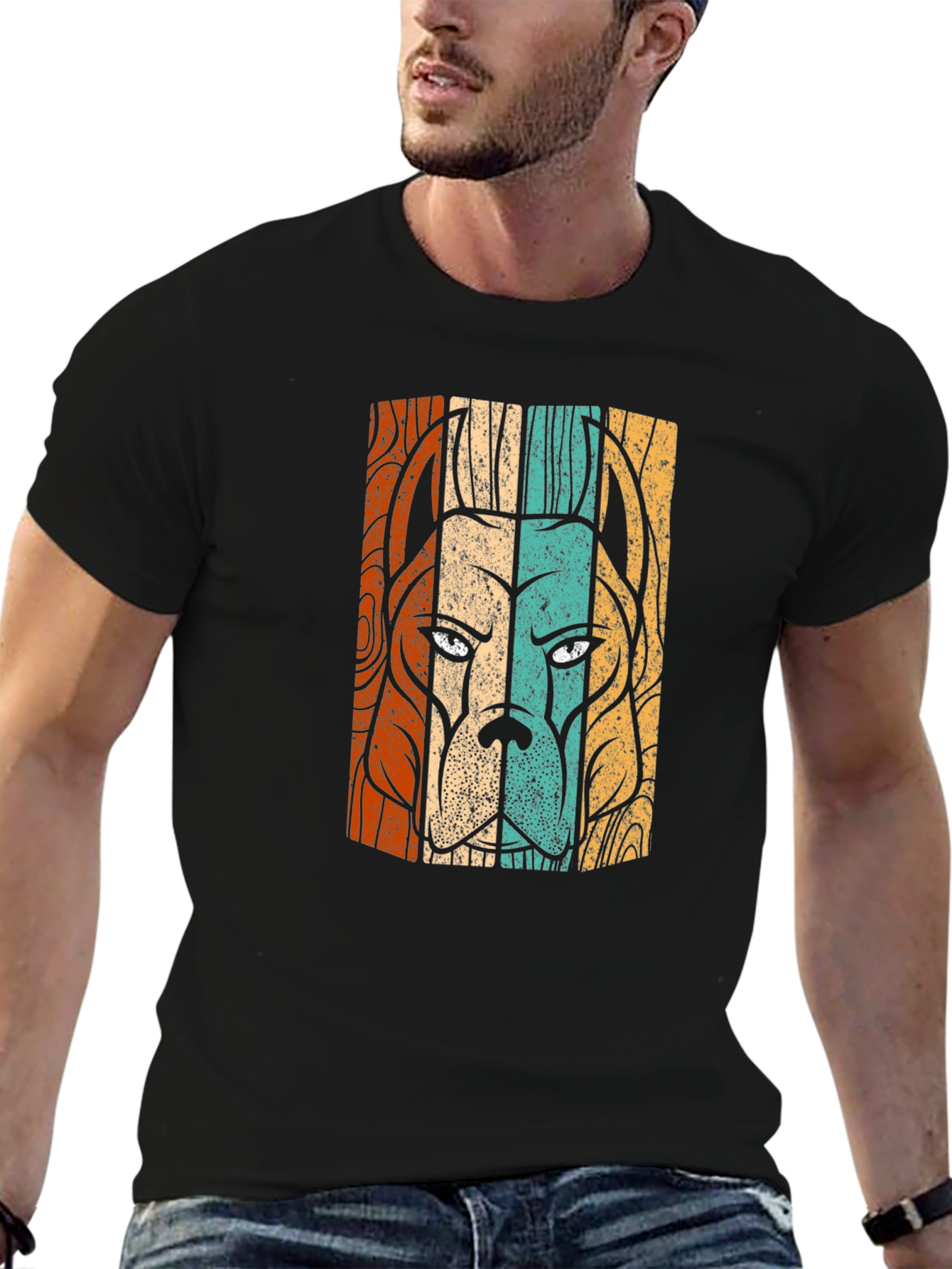 Retro Dog Breed Graphic Tee - Black Cotton Shirt