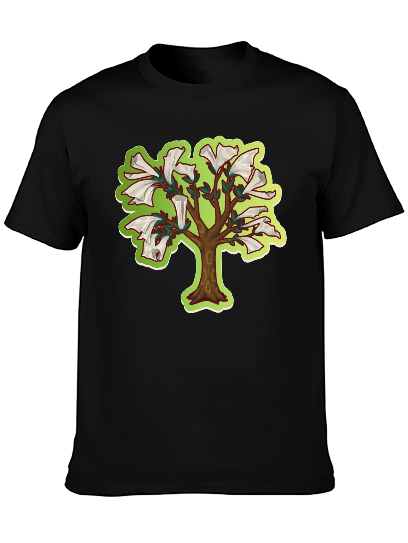 Unique Tree Graphic T-Shirt - Black Cotton Tee