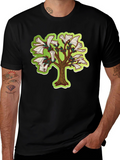 Unique Tree Graphic T-Shirt - Black Cotton Tee