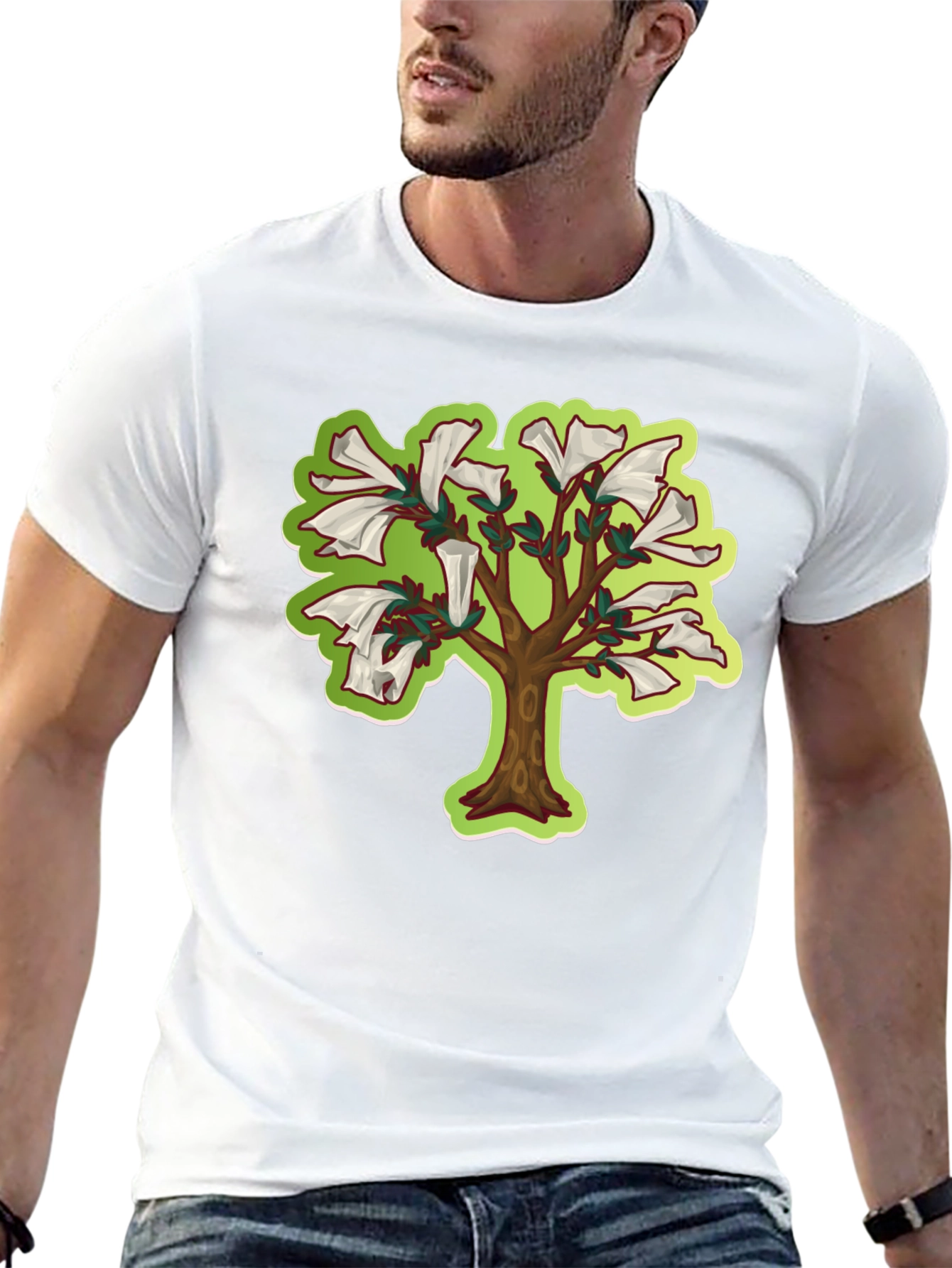 Unique Tree Graphic T-Shirt - Black Cotton Tee