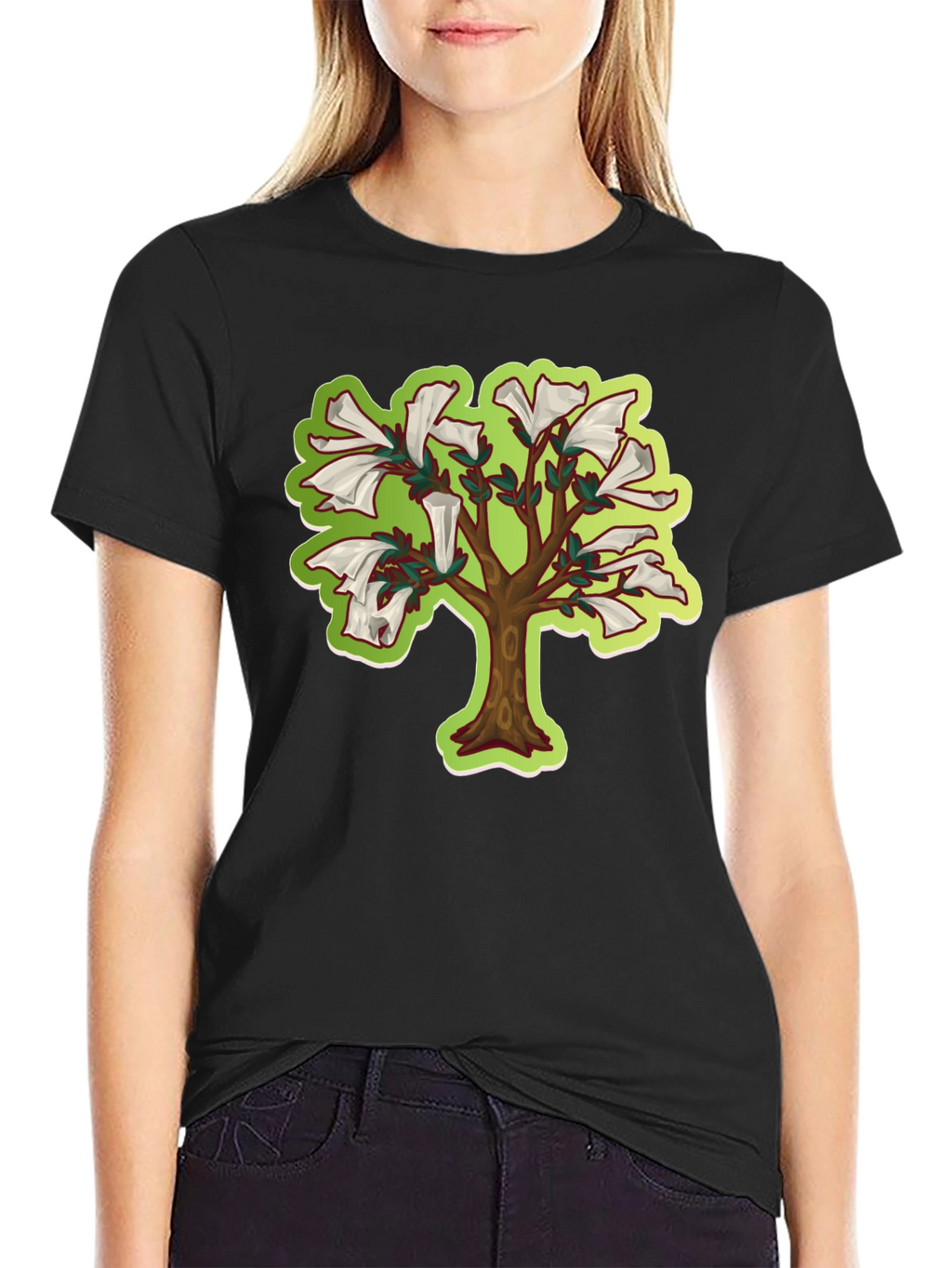Unique Tree Graphic T-Shirt - Black Cotton Tee