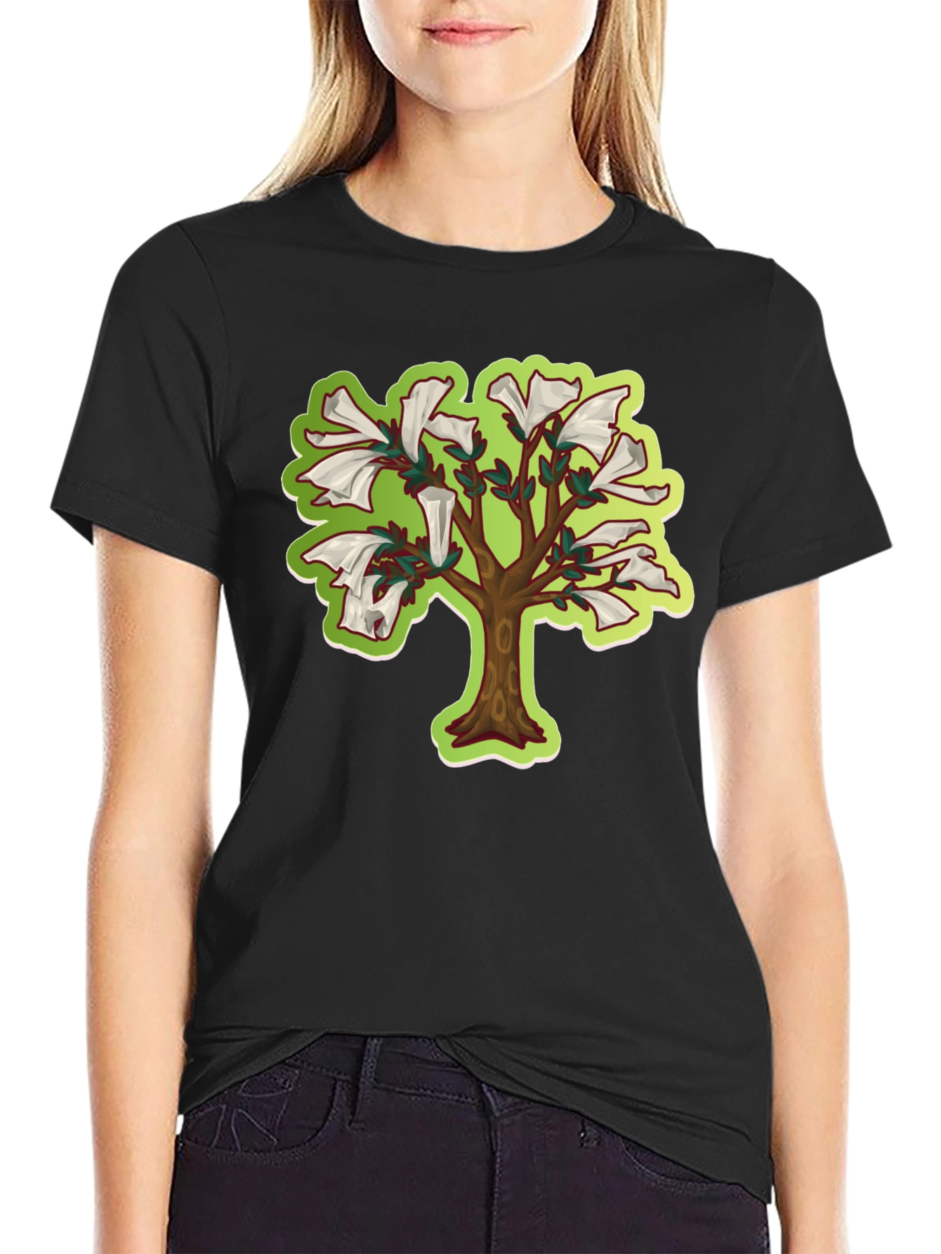 Unique Tree Graphic T-Shirt - Black Cotton Tee