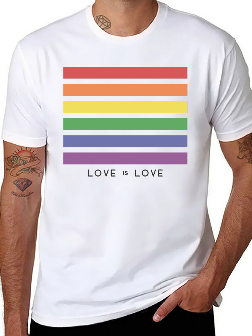 Love is Love LGBT Pride Rainbow Striped T-Shirt