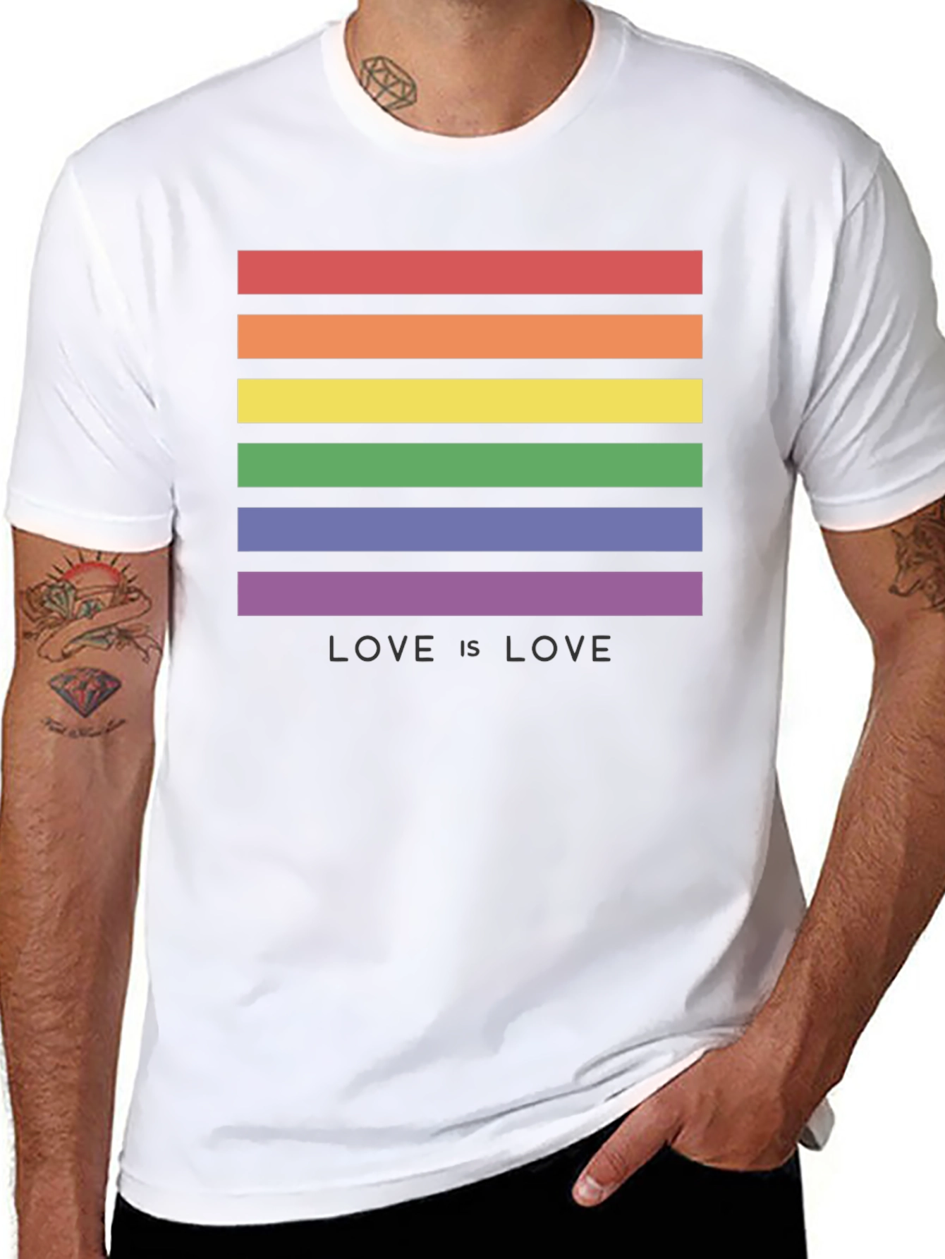 Love is Love LGBT Pride Rainbow Striped T-Shirt
