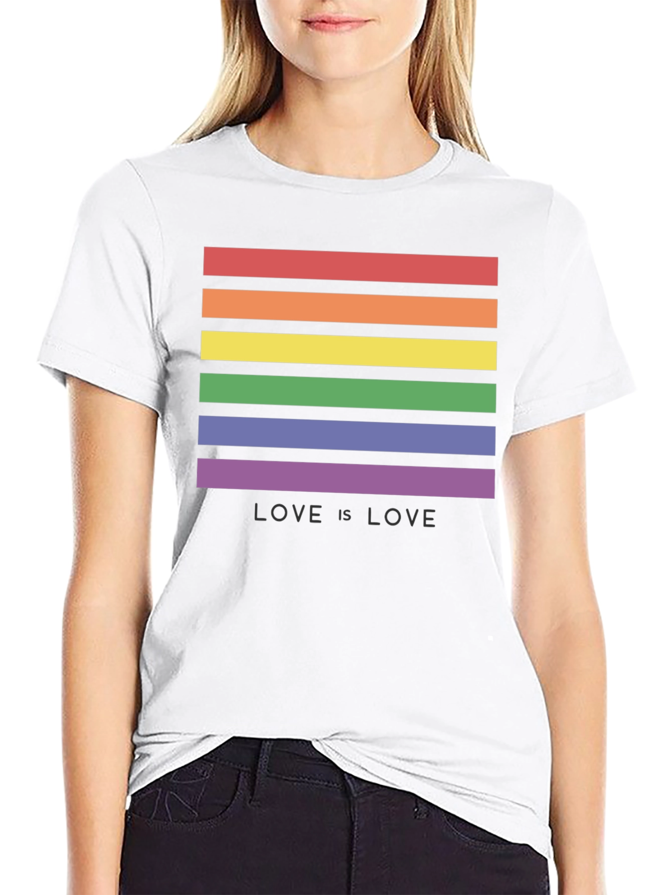 Love is Love LGBT Pride Rainbow Striped T-Shirt