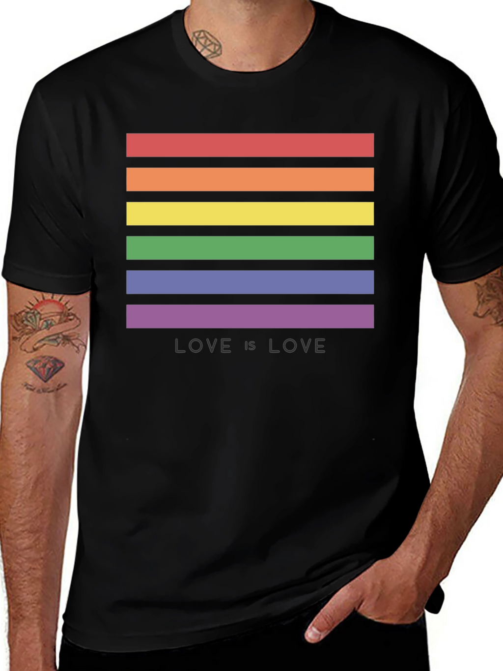 Love is Love LGBT Pride Rainbow Striped T-Shirt