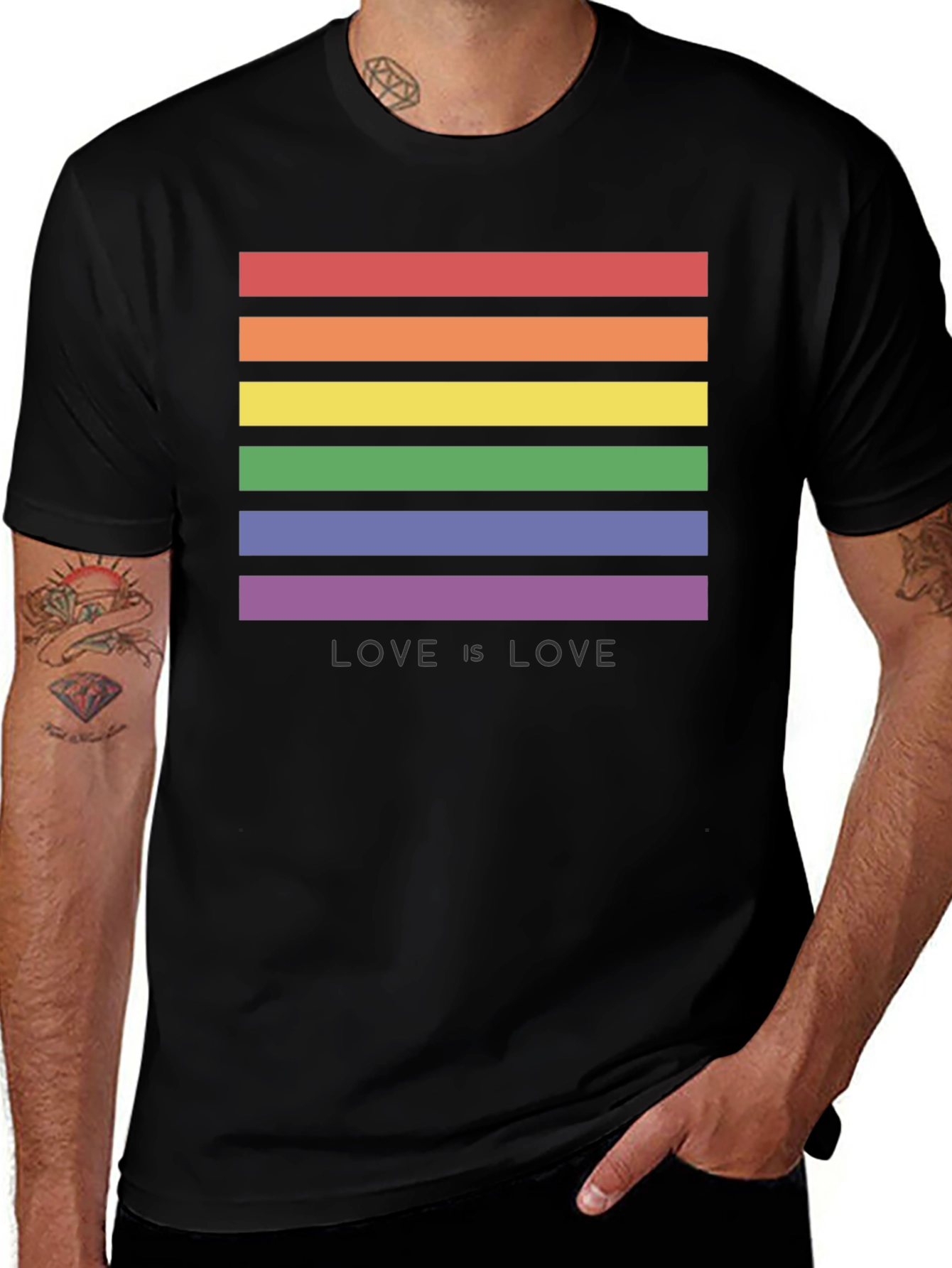 Love is Love LGBT Pride Rainbow Striped T-Shirt