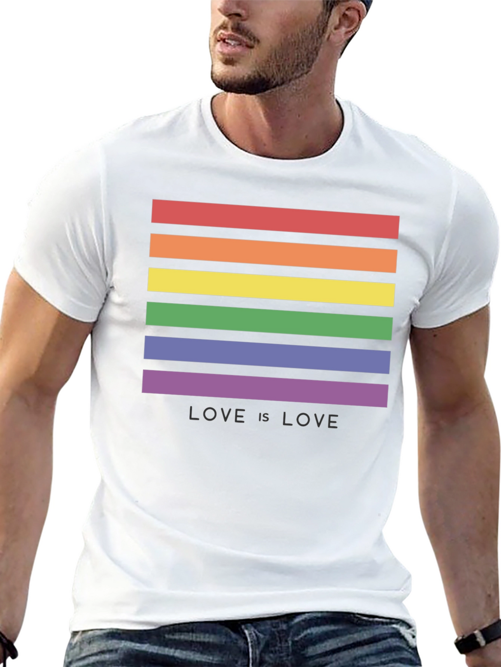 Love is Love LGBT Pride Rainbow Striped T-Shirt