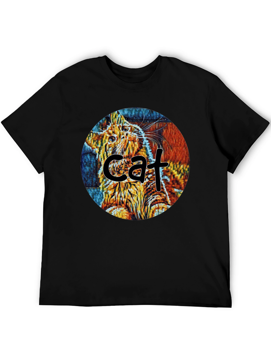 Abstract Cat Graphic T-Shirt - Unique Art Tee