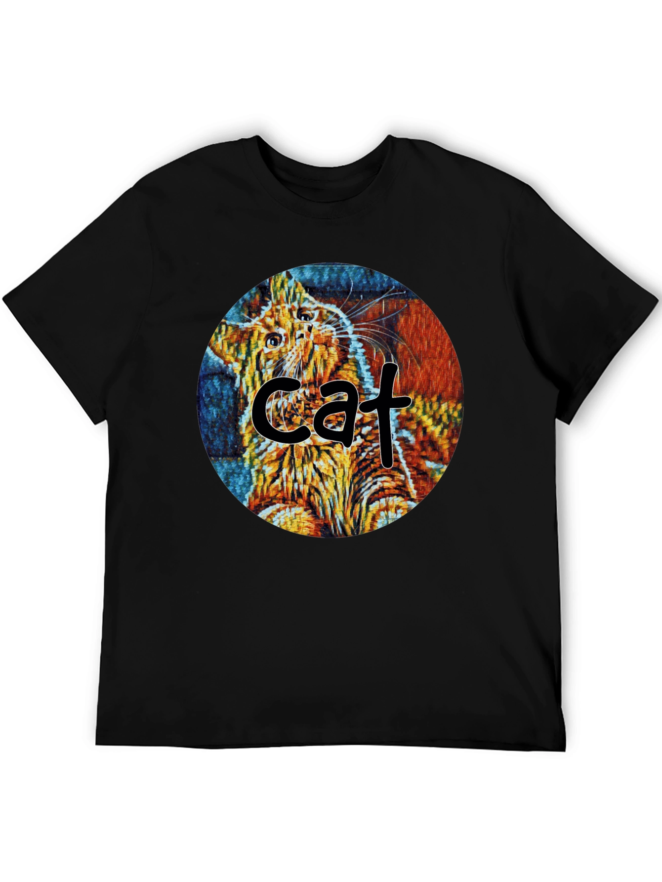 Abstract Cat Graphic T-Shirt - Unique Art Tee