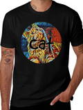 Abstract Cat Graphic T-Shirt - Unique Art Tee