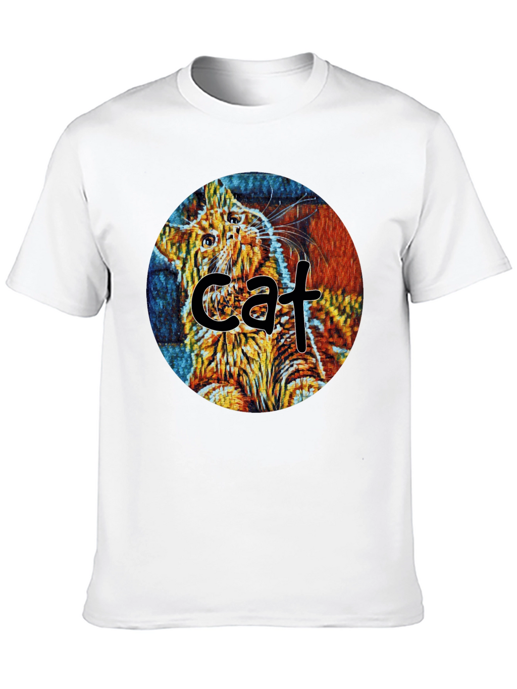 Abstract Cat Graphic T-Shirt - Unique Art Tee