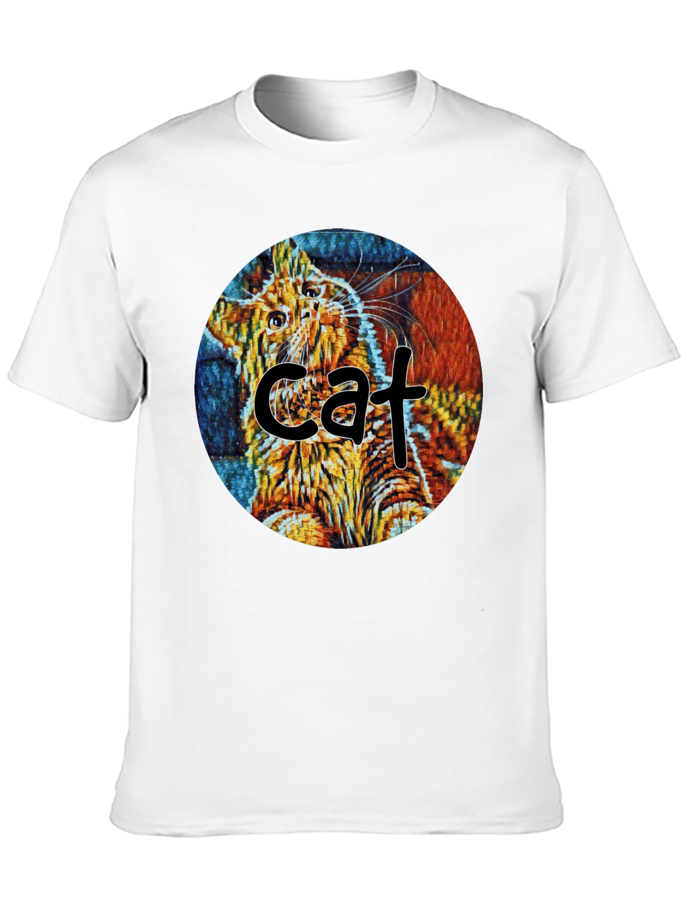 Abstract Cat Graphic T-Shirt - Unique Art Tee