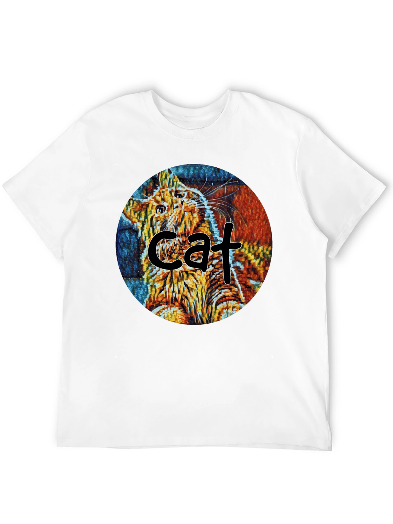 Abstract Cat Graphic T-Shirt - Unique Art Tee