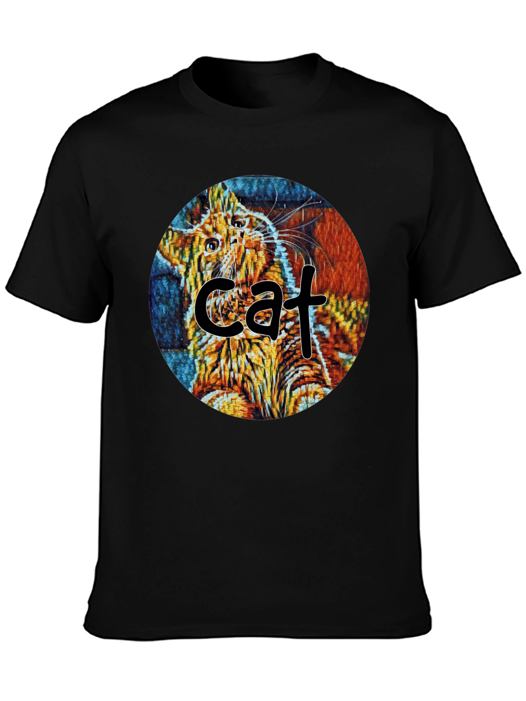 Abstract Cat Graphic T-Shirt - Unique Art Tee