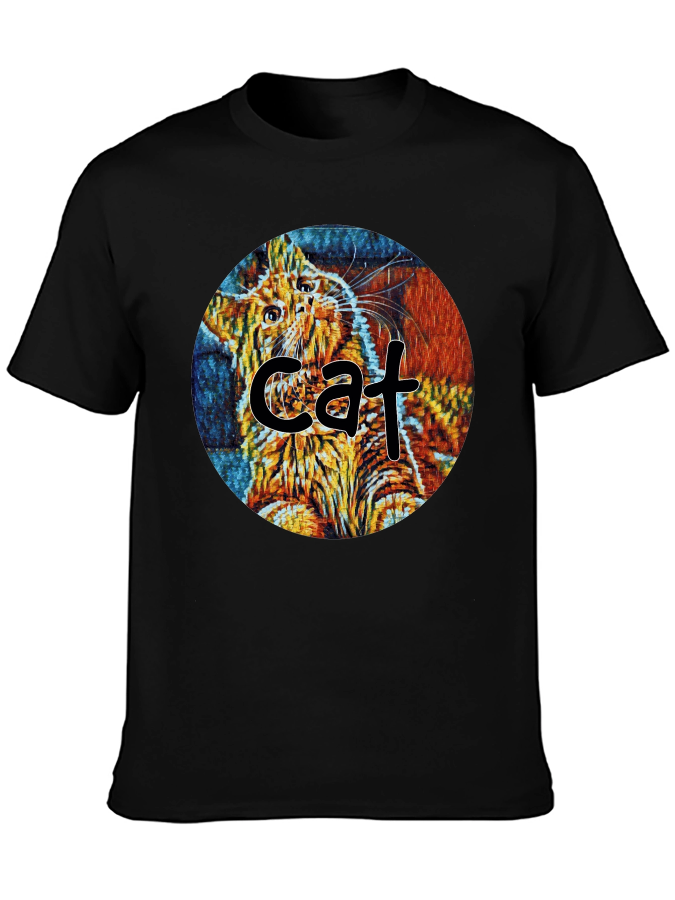 Abstract Cat Graphic T-Shirt - Unique Art Tee