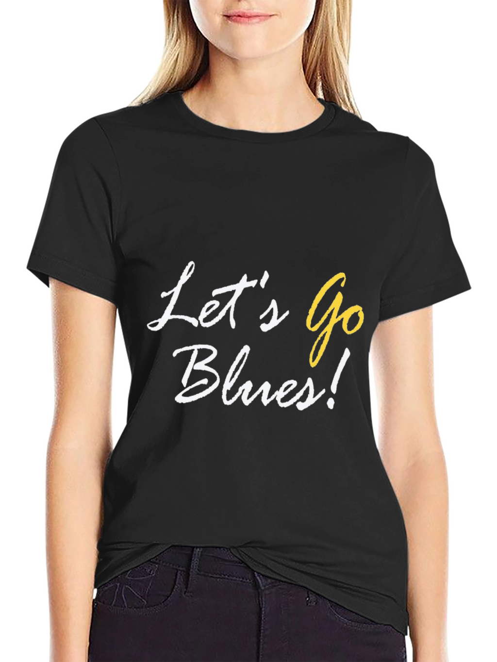 Lets Go Blues! Black Cotton Graphic Tee