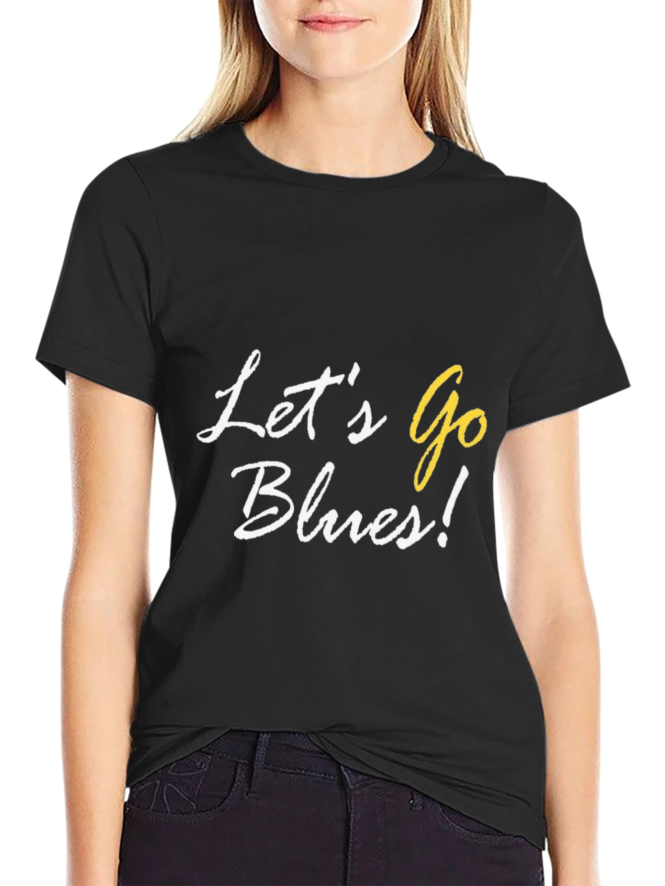 Lets Go Blues! Black Cotton Graphic Tee