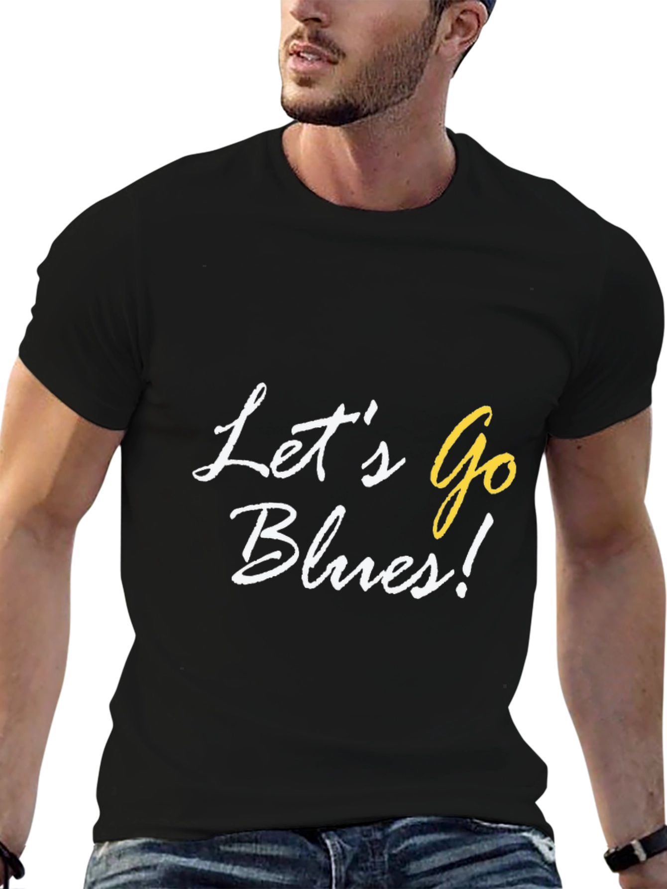 Lets Go Blues! Black Cotton Graphic Tee