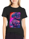 Modern Floral Graphic Tee - Artistic Rose Design