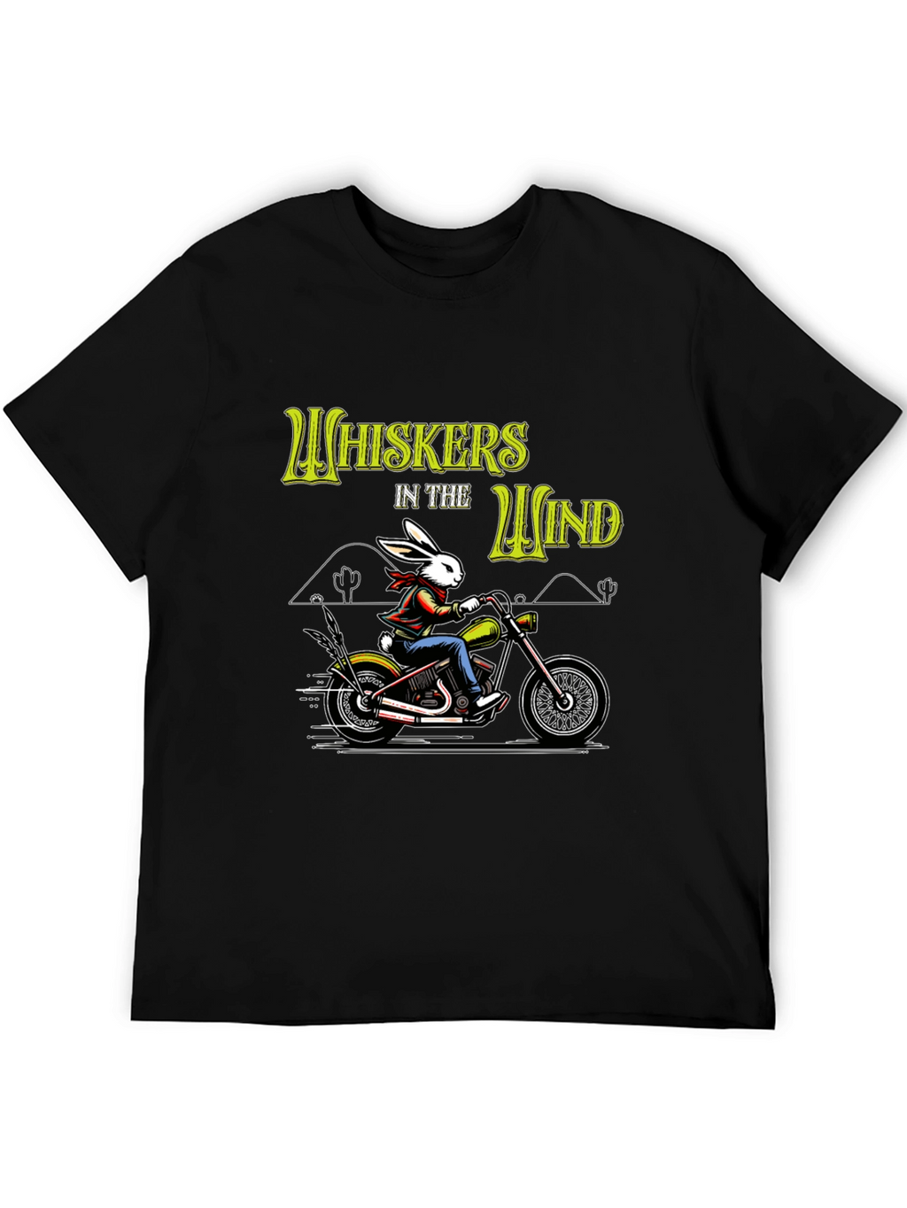Whiskers in the Wind T-Shirt - Rabbit Biker Design