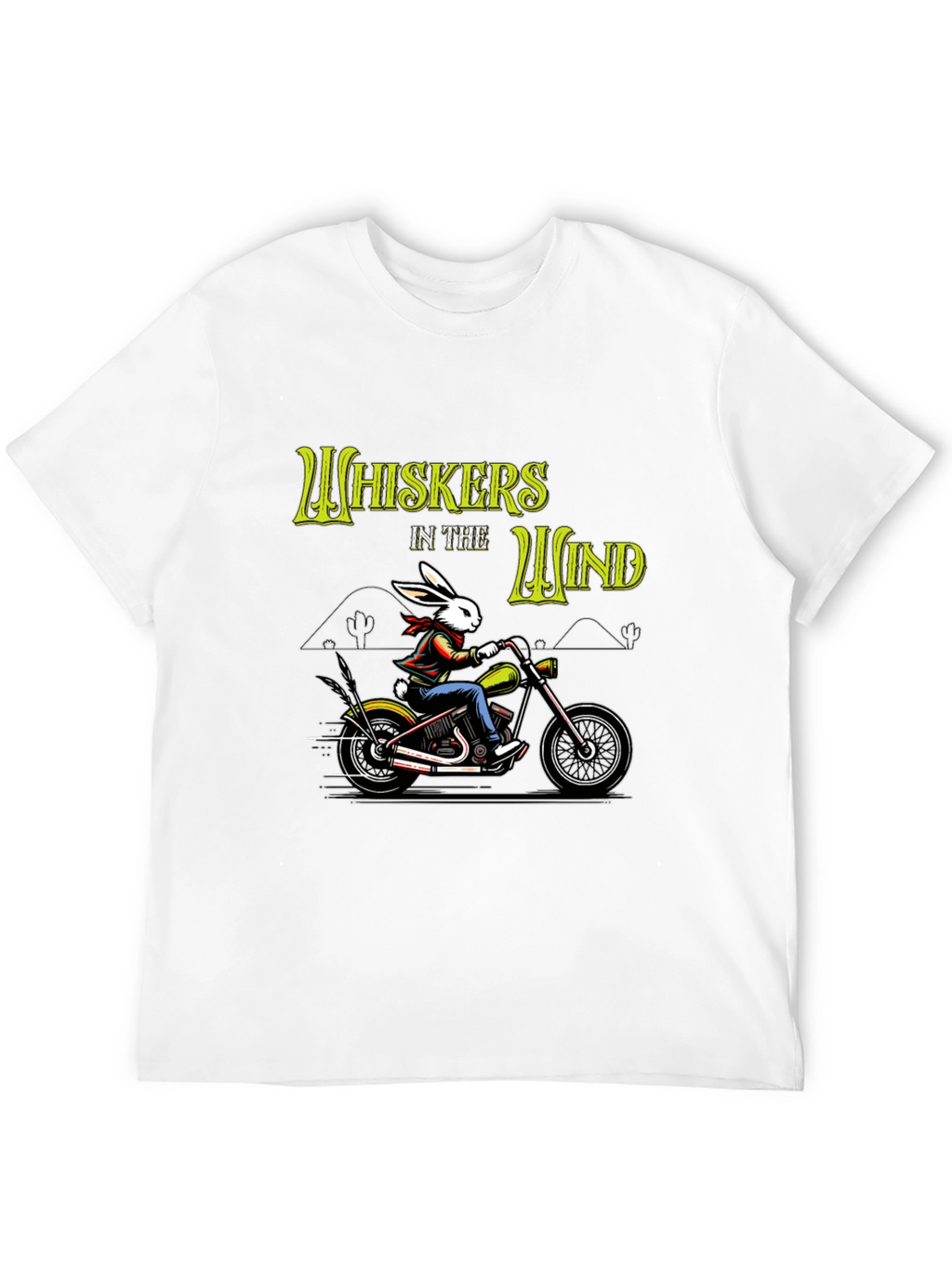 Whiskers in the Wind T-Shirt - Rabbit Biker Design