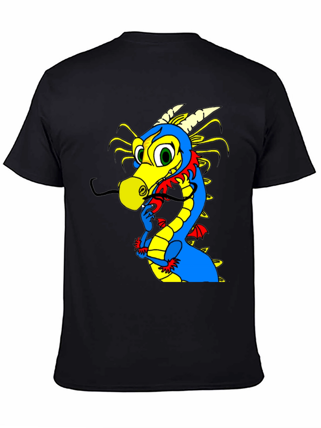 Cartoon Dragon Graphic Tee - Funky Black T-Shirt