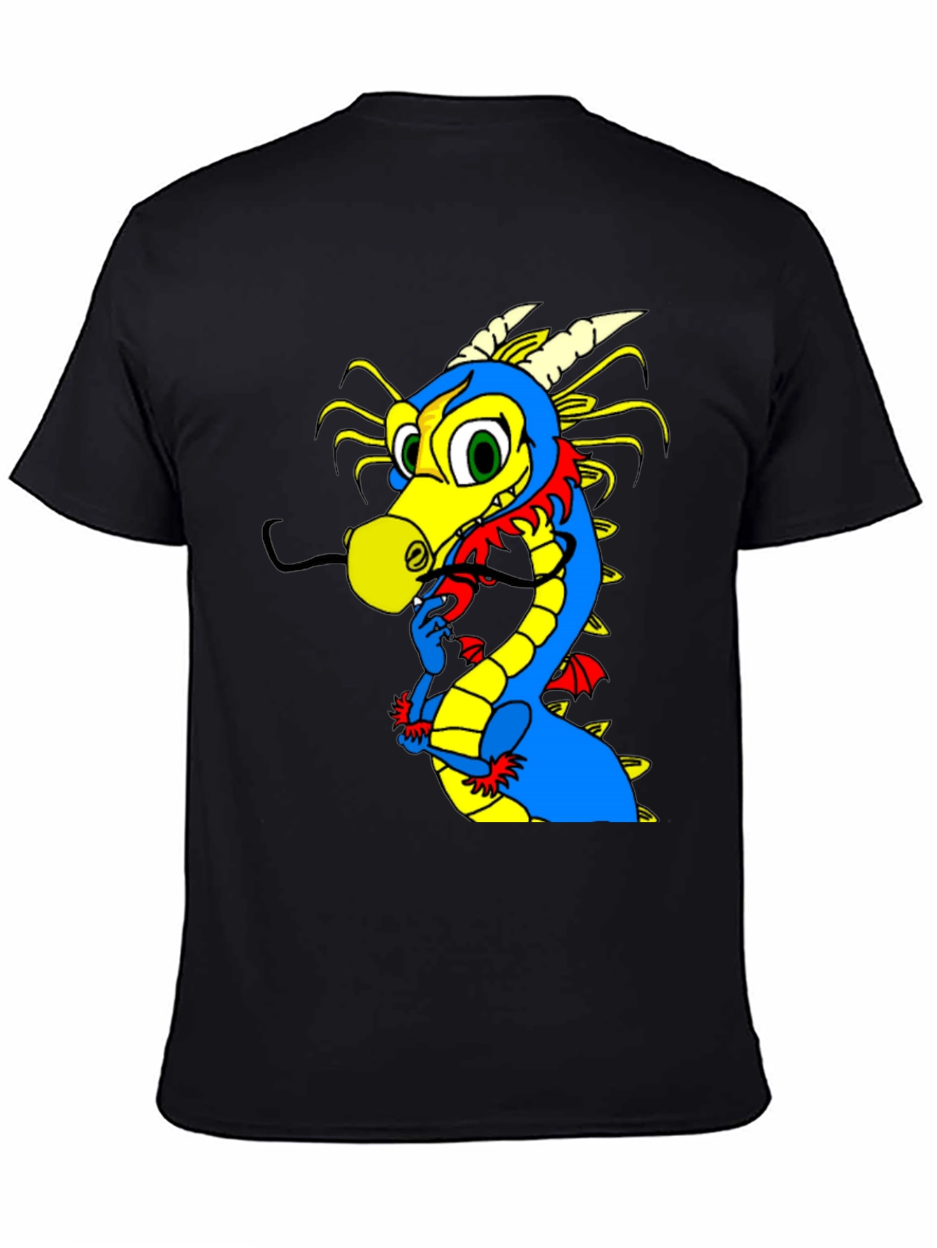 Cartoon Dragon Graphic Tee - Funky Black T-Shirt