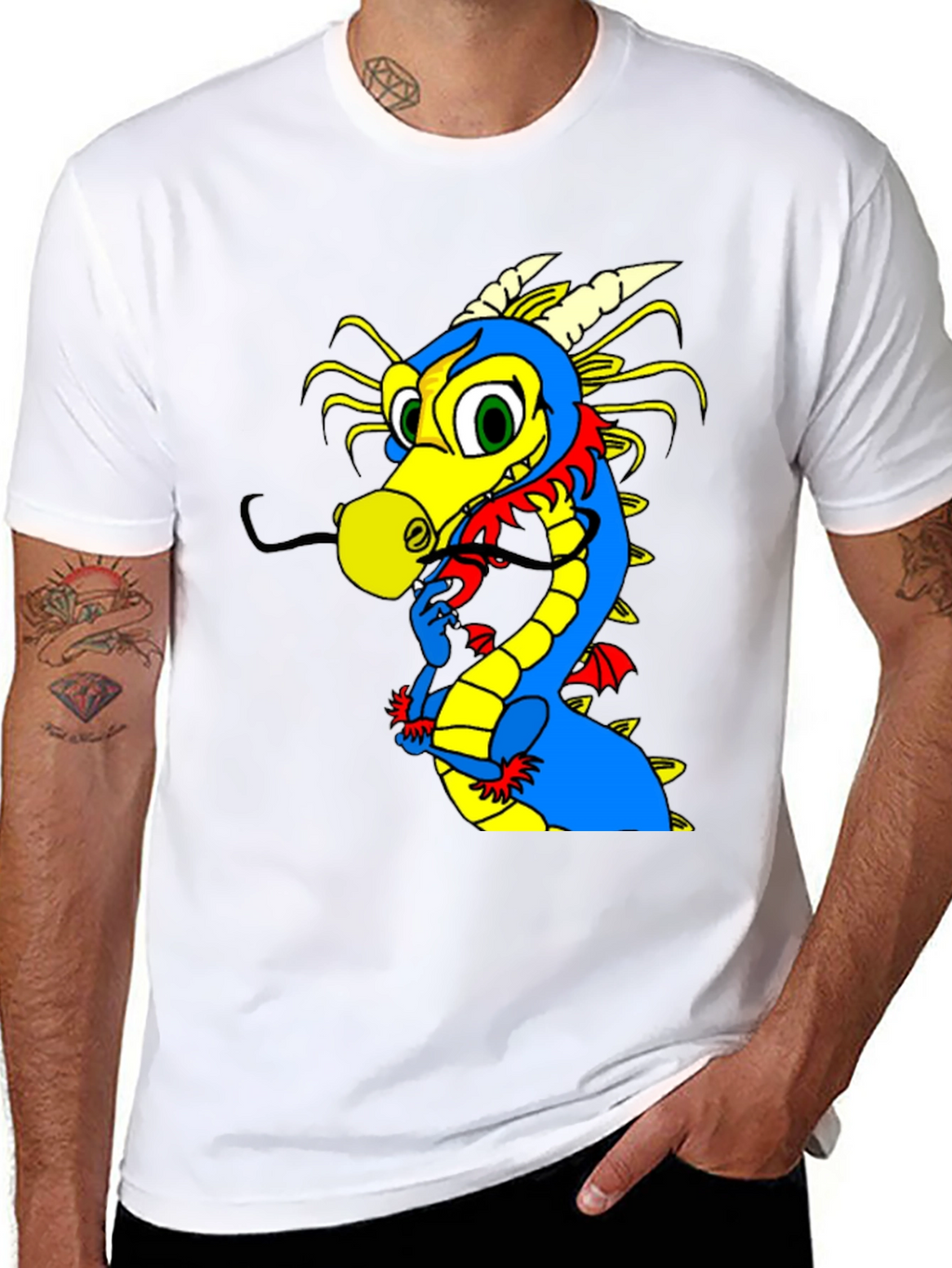 Cartoon Dragon Graphic Tee - Funky Black T-Shirt