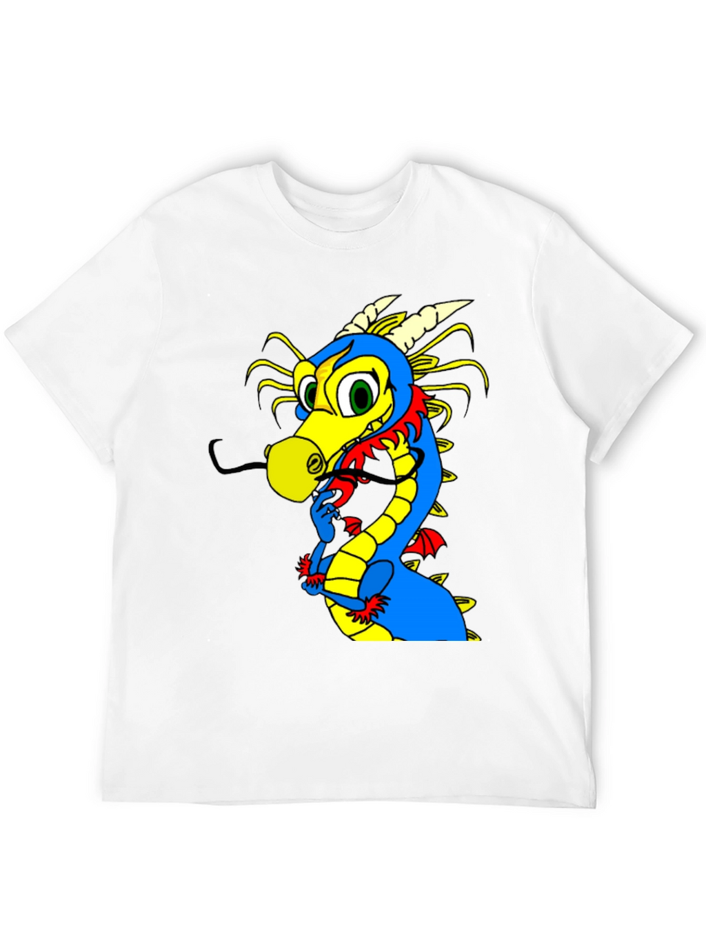 Cartoon Dragon Graphic Tee - Funky Black T-Shirt